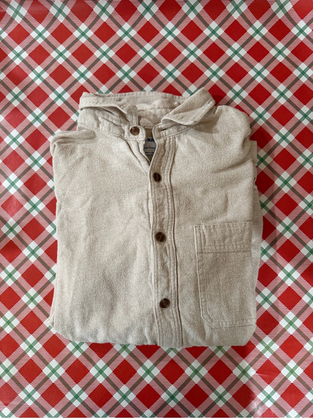 Old Navy tan button up shirt Size L #flannel #menswear